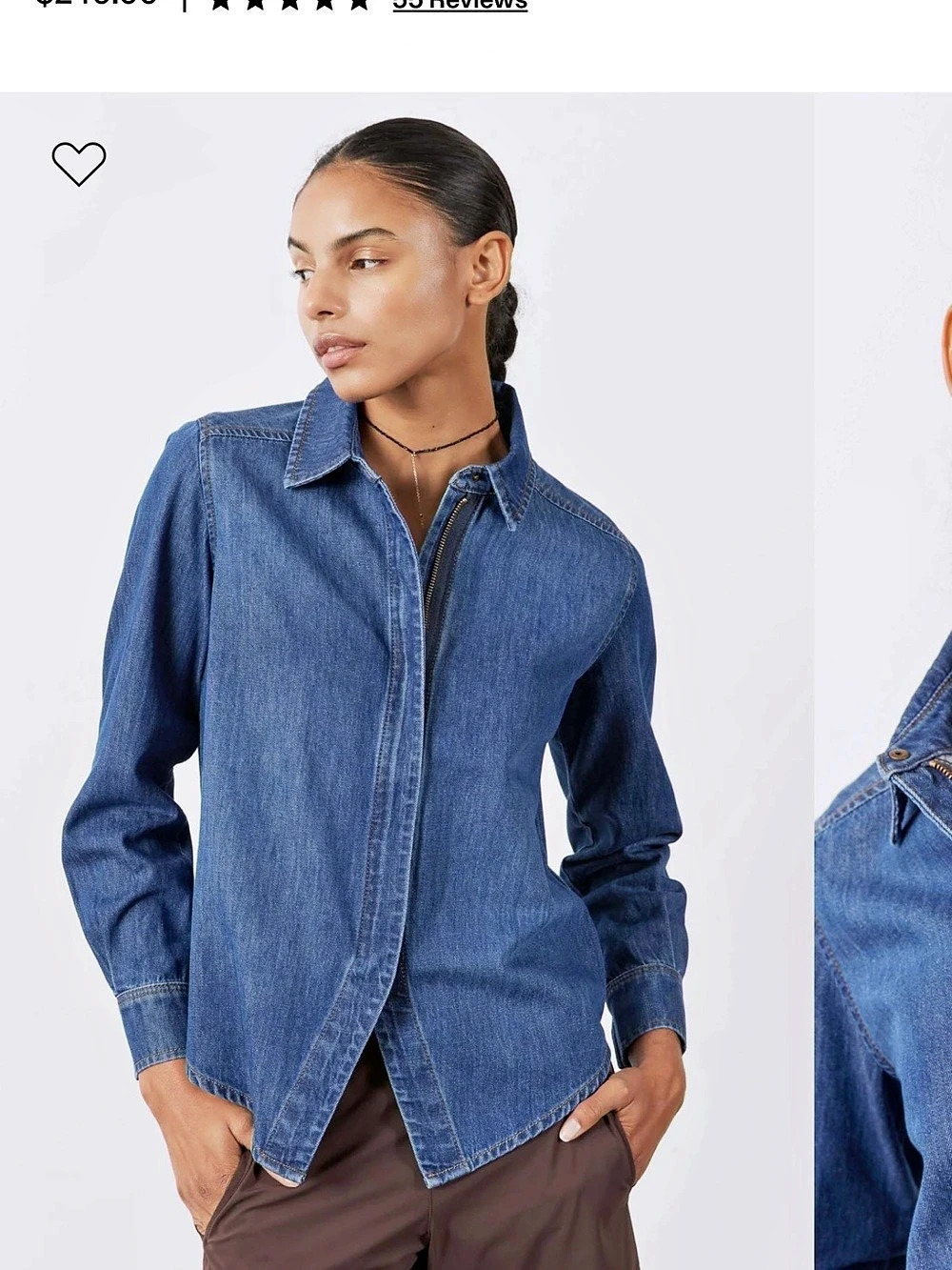 Ruti Denim Handkerchief With Zipper Blouse Blue Medium NWT